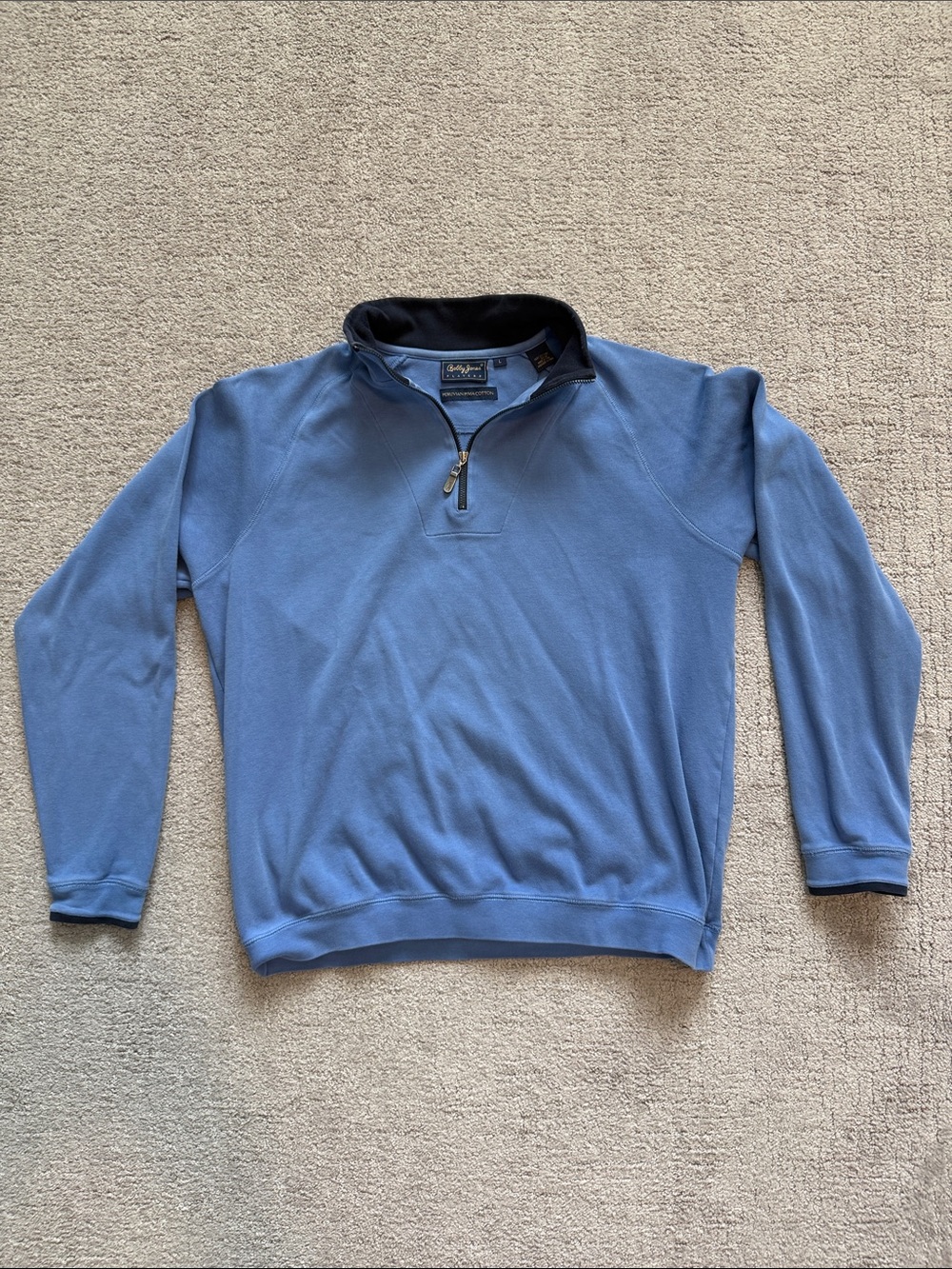 Bobby Jones Pima Cotton Light Blue Quarter Zip Sweater